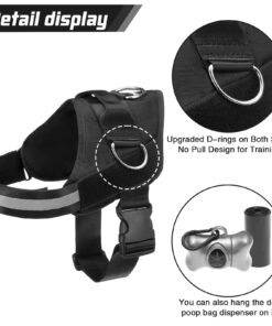EXPAWLORER Upgraded No Pull Dog Harness with Leash Set - Adjustable Reflective Dog Vest Harness with 3 Drings, Easy Control Handle, Hook and Loop Panel, for Medium Large Dogs Black X-Large 15 71HvEGJi PL
