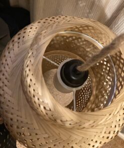 Plug in Pendant Light, Rattan Hanging Lights with Plug in Cord, Hand Woven Bamboo Lampshade Hanging Lamp with 15ft Hemp Rope, On/Off Switch, Plug in Pendant Light Fixture for Living Room Bedroom 42 71HvgVaQj4L