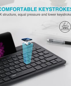 Rapoo XK100 Multi-Device Bluetooth Keyboard, Rechargeable Noiseless Portable Wireless Keyboard Connect to 3 Devices for Tablet Cellphone PC Smart TV, Compatible with Windows 7/8/10/XP Vista Linux Mac 16 71Hww6u4PEL