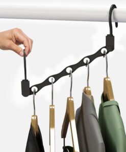 Everyday Home Saving Closet Space Savers Organizer Horizontal Multi Hanger for Shirts, Pants, Coats by Lavish Home (10 Pack), (L) 8.3” x (H) 3.5”. Vertical: (L) 15”, Black 11 71HygB7ebaL