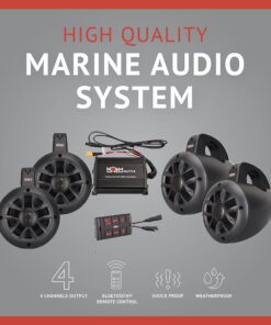 NOAM NUTV4 Quad - 4 Channels Marine Bluetooth ATV/Golf Cart/UTV Speakers Stereo System 27 71HzcopbhzL