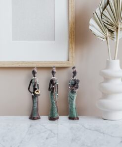 Gedengni African Tribal Women Collectible Figurines for Mother's Gifts,Green,Pack of 3 Green State 17 71I UtI4NS