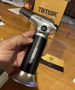 TBTEEK Butane Torch, Kitchen Torch Cooking Torch with Safety Lock & Adjustable Flame for Cooking, BBQ, Baking, Brulee, Creme, DIY Soldering(Butane Not Included) Silver 40 71I0Y 18aEL