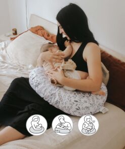 Boppy Nursing Pillow Original Support, Gray Taupe Leaves, Ergonomic Nursing Essentials for Bottle and Breastfeeding, Firm Fiber Fill, with Removable Nursing Pillow Cover, Machine Washable 19 71I1SGqzGSL