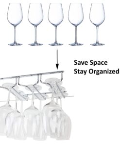 Huji Durable Under Cabinet Stemware Rack Storage Organization (1 Pack, Chrome) 1 19 71I1lxkjnGL
