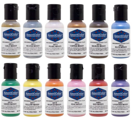 Americolor 12 Color SHEEN - PEARLESCENT Airbrush Color Kit 7.8 oz. Ounce (0.65 Oz each bottle)