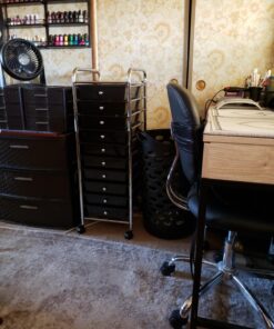 Seville Classics Rolling Utility Organizer Storage Cart, for Home Office, School, Classroom, Scrapbook, Hobby, Craft, 10 Drawer, Black 36 71I2Vqb4xJL