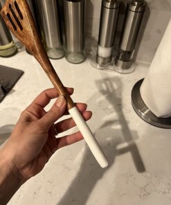 Folkulture Wooden Spoons for Cooking Set for Kitchen, Non Stick Cookware Tools or Utensils Includes Wooden Spoon, Spatula, Fork, Slotted Turner, Corner Spoon, Set of 5, 12 Inch, Acacia Wood (White) White 36 71I41NViTdL