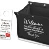 Foldable Shoe Cover Holder (Black) with Bonus Please Use Shoe Covers, Double Sided, Door Hanger Black 39 71I42GEXlL