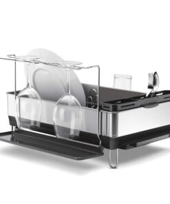 Alternative view of simplehuman Steel Frame Kitchen Dish Drying Rack With Swivel Spout, Fingerprint-Proof Stainless Steel Frame, Grey Plastic, 2020 Model Full-Size Discontinued Dish Rack