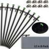 AITUSHA Tent Stakes Heavy Duty 12-Inch Forged Steel Unbent Tent Pegs – Ideal Camping Stakes for Rocky/Hard Places (Fluorescent Rubber Circle and Rope Tensioner Included) (12in 8-Pack) Gray 8 71I4kwvE03L