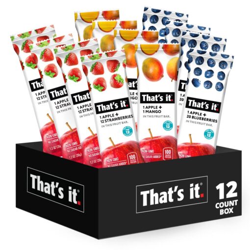 That's it. Variety Pack 100% Natural Real Fruit Bar, Best High Fiber Vegan, Gluten Free Healthy Snack, Paleo for Children & Adults, Non GMO No Added Sugar, No Preservatives Energy Food (12 Pack) 12 Count (Pack of 1)