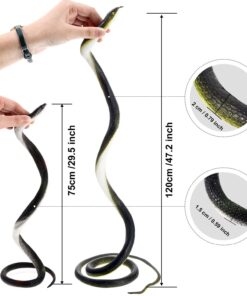 Alternative view of 3 Pieces Large Rubber Snakes Realistic Fake Snake Toys for Garden Props to Keep Birds Away, Pranks, Halloween Decoration (Classic Style) Classic Style