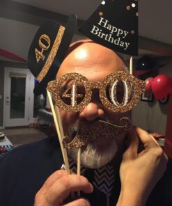 Adult 40th Birthday - Gold - Birthday Party Photo Booth Props Kit - 20 Count 22 71I5L36FScL