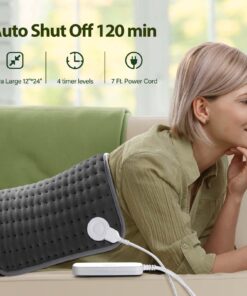 Heating Pad for Back, Neck and Shoulder Pain Relief, Electric Heating Pads for Cramps with 6 Heat Settings, Auto Shut-Off, Moist Dry Heat Options, Machine Washable, 12" x 24", Gifts for Women, Men Stripe 27 71I6GNhwwL