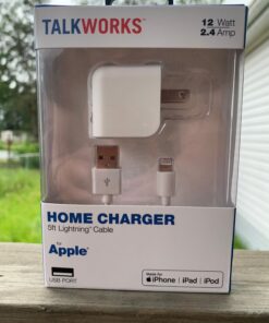 TALK WORKS USB Cable Compatible w/ iPhone 14/14 Plus/14 Pro/14 Pro Max, 13/Mini/Pro/Pro Max, 12/Mini/Pro/ProMax, Phone, AirPods, iPad - 5' Lightning Cable Wall Charger Adapter - MFI Certified (White) Cable + Charger White 30 71I6obH1HqL
