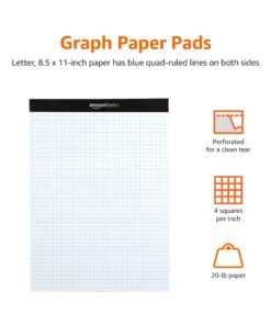 Amazon Basics Quad Ruled Graph Paper Pad, 600 Count, 6 pack of 100 Sheets, White, Letter Size 8.5 x 11-Inch 15 71I7TA pxwL