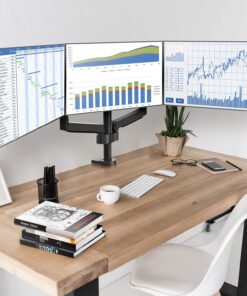 MOUNTUP Triple Monitor Stand Mount - 3 Monitor Desk Mount for Computer Screens Up to 27 inch, Triple Monitor Arm with Gas Spring, Heavy Duty Monitor Stand, Each Arm Holds Up to 17.6 lbs, MU0006 Black 33 71I7ZTy2l L