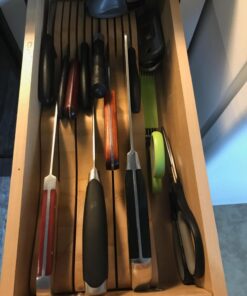 In-Drawer Knife Block Organizer - Bamboo Wood Drawer Knife Organizer - Holds 5 Long + 6 Short Knives (Not Included) - Store Knives with Blades Pointing Down Natural 39 71I83NiiiSL
