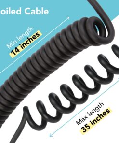 Foto&Tech 3.5 mm to Male Flash PC Sync Cable, 14 Inch Coiled Cord with Screw Lock, Compatible with Nikon Canon and Most DSLR Cameras PocketWizard Plus III Plus II Mini Phone PC1 (1 Piece) 1 PC 9 71I8JBd2sYL