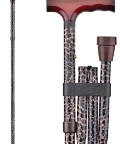 NOVA Medical Products Folding Walking Cane with Wood Grip Handle, Foldable and Adjustable Travel Cane with Wood Comfort Handle, Leopard 3 71I9EQIFM6L