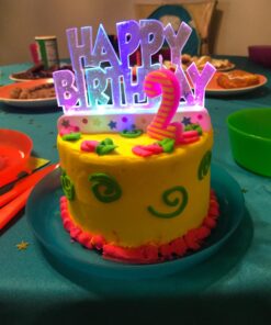Dazzling Flashing Happy Birthday Cake Decoration - 3.25" x 4.75" (1 Count) - Perfect Celebration Centerpiece 34 71IAVuTD7PL