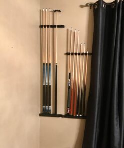 Action Standard 6 Pool Cue Stained Wood Wall Rack with Clips Midnight 17 71IAX0j5xKL