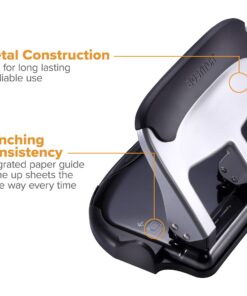 Bostitch Office EZ Squeeze Heavy Duty 3 Hole Punch, 40-Sheet Capacity, Use Less Force, Perfect for Home Office School Supplies, Sleek Design, Silver 1 32 71IBOwJw0L