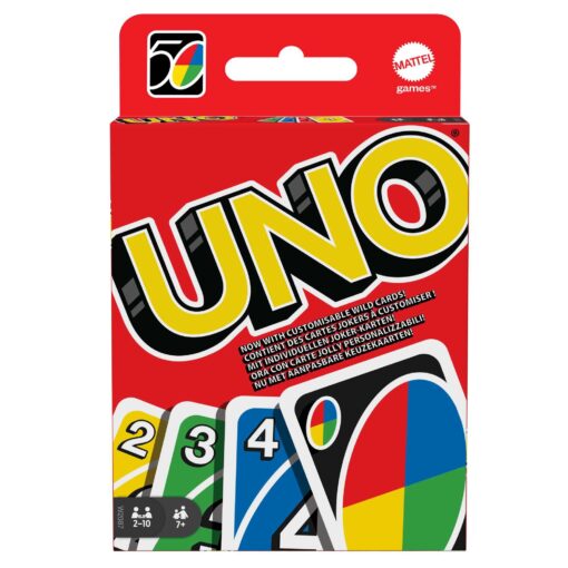 UNO - Classic Colour & Number Matching Card Game - 112 Cards - Customizable & Erasable Wild - Special Action Cards Included - Gift for Kids 7+, W2087 Multicolor Single