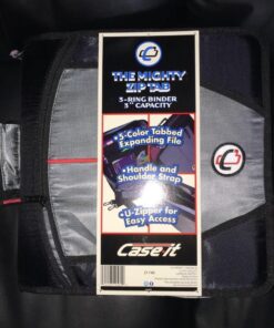 Case-it The Mighty Zip Tab Zipper Binder - 3 Inch O-Rings - 5 Color Tab Expanding File Folder - Multiple Pockets - 600 Sheet Capacity - Comes with Shoulder Strap - Black D-146 Single 39 71IDJLUQ KL