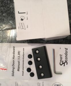 SMARTSTANDARD 13 Feet Heavy Duty Double Door Sliding Barn Door Hardware Kit - Smoothly and Quietly -Easy to Install -Includes Step-by-Step Installation, Fit 36"-40" Wide Door Panel(J Shape Hanger) 36 71IE4MppsfL