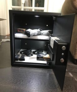 Amazon Basics Steel Home Security Safe with Programmable Electronic Keypad Lock, Secure Documents, Jewelry, Valuables, 1.52 Cubic Feet, Black, 13.8"W x 13"D x 16.5"H 52 71IEOild16L