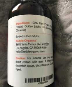 Teddie Organics Golden Jojoba Oil 100% Pure Organic Cold Pressed and Unrefined 4oz - Natural Moisturizer for Face Hair and Sensitive Skin, Carrier Oil for Essential Oils 4 Fl Oz (Pack of 1) 58 71IFUyxAs1L
