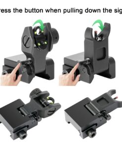SOUFORCE Flip Up Front and Rear Iron Sights, Backup Sights Set Fit Picatinny & Weaver Rails, Black Flip up fiber optic sights 10 71IFxiiKPPS