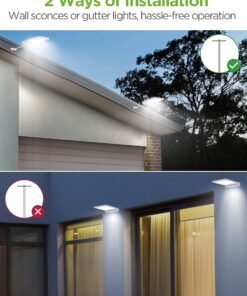 InnoGear Solar Outdoor Lights, 80 LEDs Solar Motion Sensor Lights with 4 Working Modes Solar Wall Lights IP65 Waterproof 450 Lumens Solar Gutter Lights for Front Door, Yard, Garage, Pack of 2 36 71IG MMx7cL