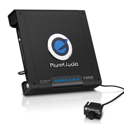 Planet Audio AC1500.1M Monoblock Car Amplifier - 1500 Watts Max Power, 2/4 Ohm Stable, Class A/B, Mosfet Power Supply, Remote Subwoofer Control Monoblock Class A/B