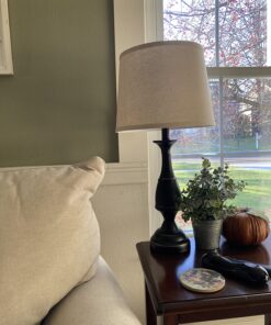 Regency Hill Ben Farmhouse Traditional Table Lamps 25" High Full Size Set of 2 Dark Bronze Brown Metal Beige Linen Drum Shade Decor for Living Room Bedroom House Bedside Nightstand Home Office 35 71IHKQNHqqL