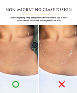 Sterling Silver Chain Necklace for Women Cable 1.5mm Tarnish Resistant Responsibly Sourced - Non-Migrating Clasp Design - Sterling Silver Chain Necklace - Italian Made in Italy - Quality Durable Sturdy 1.5mm Chain for Women - Quality Gift Box - 925 Ste... 19 71IHZ6bcI7L