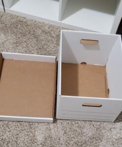 Amazon Basics Medium Duty Storage/Filing Boxes With Lid and Handles, Legal/Letter Size, 12-Pack, White, 16.2" L x 12.5" W x 10.5" H 35 71IHfd7j0wL