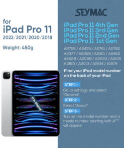 SEYMAC iPad Pro 11 Case 4th/ 3rd/ 2nd/ 1st Gen (2022/2021/2020/2018), Full-Body Shockproof Protective Case with Screen Protector, Rotating Stand, Hand/Shoulder Strap, 2nd Gen Pencil Charging, Black For iPad Pro 11 9 71IHk02y9KL