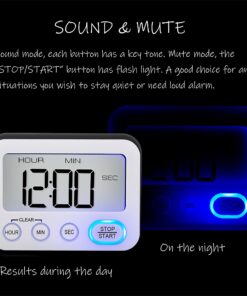 Digital Kitchen Timer Magnetic Loud Alarm, Large LCD Screen Silent/Beeping Multi-Function for Teachers Classroom Kids, Black 17 71IHlBawEWL