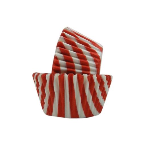 Regency Wraps Standard Baking Cups Greaseproof Professional Grade For Cupcakes and Muffins, Red/White Stripe, Pack of 40