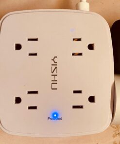 6 Ft Surge Protector Power Strip - 8 Widely Outlets with 4 USB Ports, 3 Side Outlet Extender with 6 Feet Extension Cord, Flat Plug, Wall Mount, Desk USB Charging Station, ETL,White 6 Ft 46 71IIznSEVPL