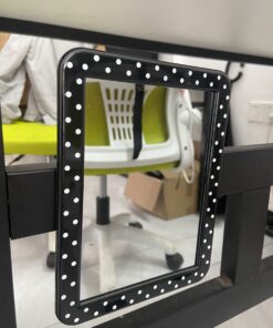 Magnetic Locker Mirror, 5" x 7" Real Glass Mirrors for School Locker, Bathroom, Household Refrigerator, Locker Accessory, Workshop Toolbox, or Office Cabinet. Black Polka 13 71IK9clBt1L
