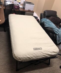 Coleman Camping Cot, Air Mattress, & Pump Combo, Folding Camp Cot & Air Bed with Side Table & Battery-Operated Pump, Great for Comfortable Outdoor Sleeping & Camping Twin 36 71IKjkZBL2L