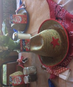 JOYIN Toy Pack of 12 Childs Straw Cowboy Hats with Cowboy Bandannas (6 Red & 6 Blue) Christmas Party Favors 32 71ILkMz6GlL