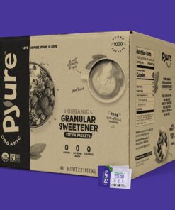 Pyure Organic Stevia Packets | Granulated Sugar Packets - White Sugar Substitute | Zero Carb, Zero Sugar, Zero Calorie Sweetener Packets | Plant-Based Stevia Packets for Keto Coffee | 1000 Count 1000 Count (Pack of 1) 9 71IM9ZfD1dS