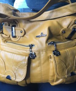 Purses and Handbags Women Tote Shoulder Top Handle Satchel Hobo Bags Fashion Washed Leather Purse 1-d.yellow 25 71IMBtjptL