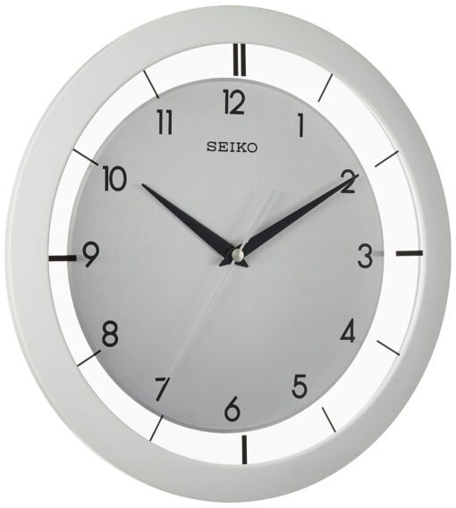 SEIKO 11 Inch St John Brushed Metal Wall Clock Silver