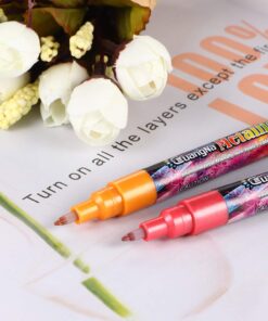 18 Colors Metallic Marker Pens, 0.7 mm Extra Fine Point Paint Pen, Metallic Painting Pens, Metallic Permanent Markers for Cards Writing Signature Lettering 19 71INwSDRAL